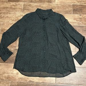 EILEEN FISHER Silk Blend Button Down Shirt Top Semi Sheer